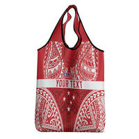 Personalised Toa Samoa Rugby Spirit Grocery Bag Red Samoan Tribal Pattern - Polynesian Pride