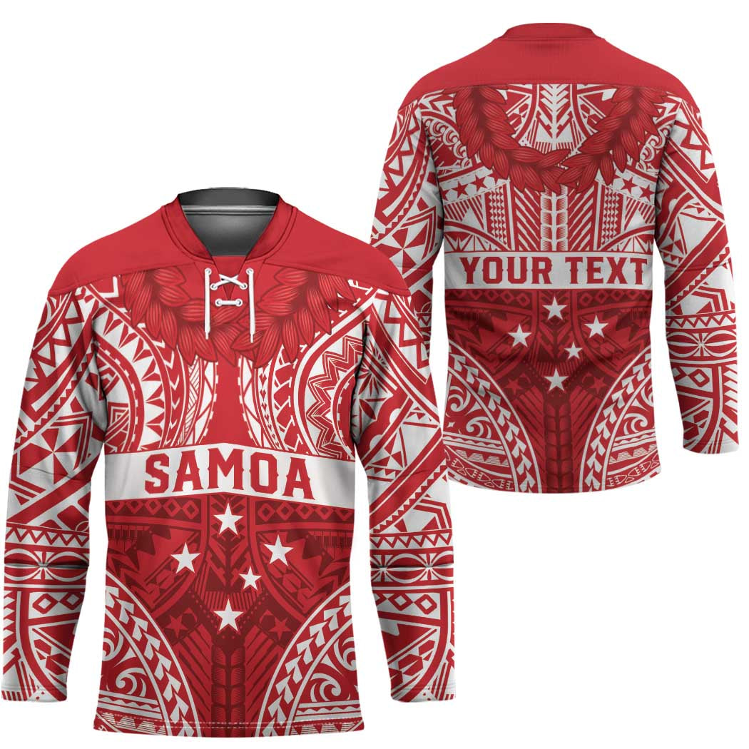 Personalised Toa Samoa Rugby Spirit Hockey Jersey Red Samoan Tribal Pattern - Polynesian Pride
