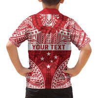 Personalised Toa Samoa Rugby Spirit Kid Hawaiian Shirt Red Samoan Tribal Pattern - Polynesian Pride
