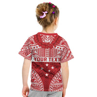 Personalised Toa Samoa Rugby Spirit Kid T Shirt Red Samoan Tribal Pattern - Polynesian Pride
