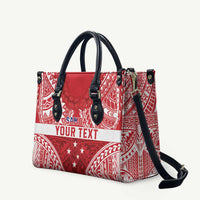 Personalised Toa Samoa Rugby Spirit Leather Bag Red Samoan Tribal Pattern - Polynesian Pride
