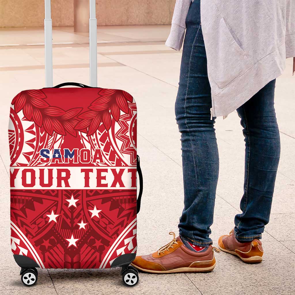 Personalised Toa Samoa Rugby Spirit Luggage Cover Red Samoan Tribal Pattern - Polynesian Pride