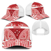 Personalised Toa Samoa Rugby Spirit Mesh Trucker Cap Red Samoan Tribal Pattern - Polynesian Pride