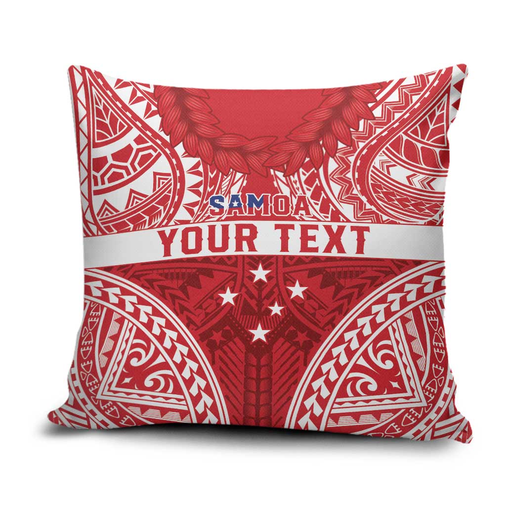Personalised Toa Samoa Rugby Spirit Pillow Cover Red Samoan Tribal Pattern LT9 Red - Polynesian Pride