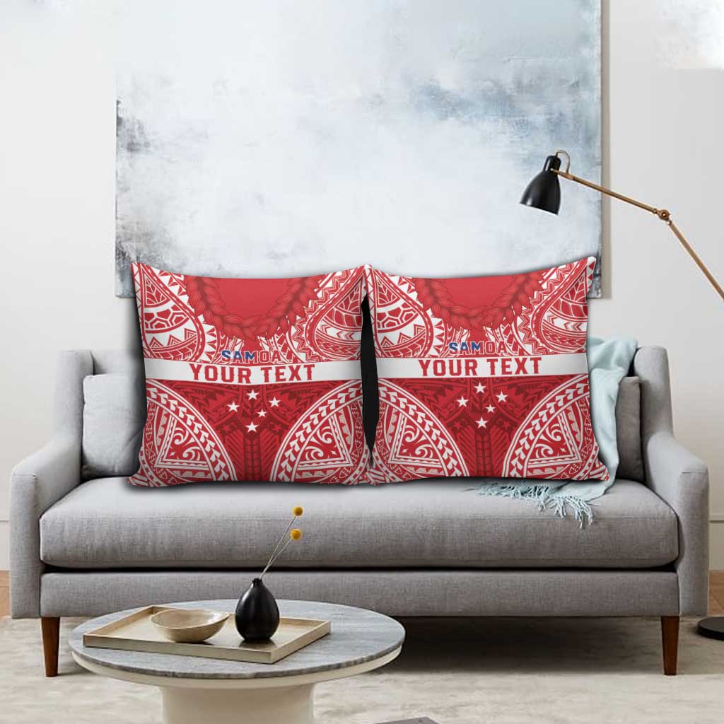 Personalised Toa Samoa Rugby Spirit Pillow Cover Red Samoan Tribal Pattern LT9 - Polynesian Pride