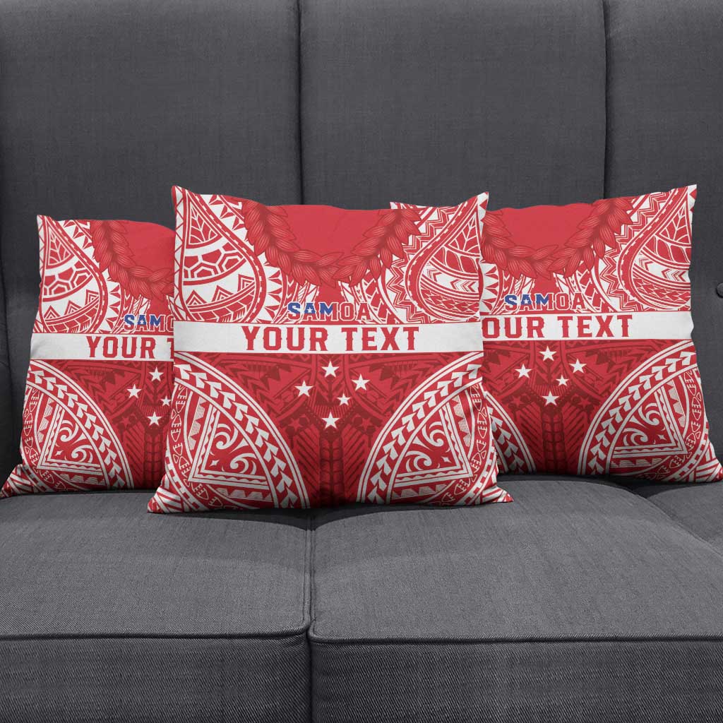 Personalised Toa Samoa Rugby Spirit Pillow Cover Red Samoan Tribal Pattern LT9 - Polynesian Pride