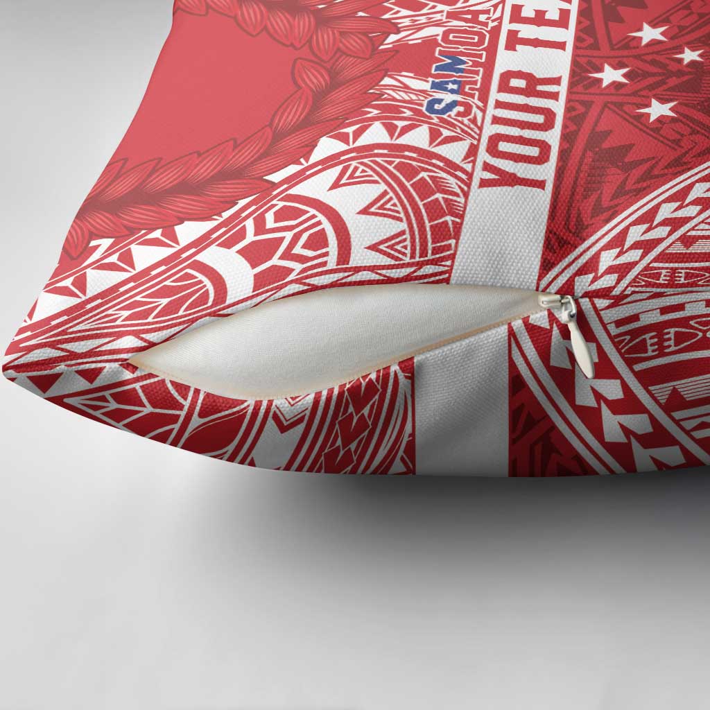 Personalised Toa Samoa Rugby Spirit Pillow Cover Red Samoan Tribal Pattern LT9 - Polynesian Pride