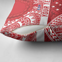 Personalised Toa Samoa Rugby Spirit Pillow Cover Red Samoan Tribal Pattern LT9 - Polynesian Pride
