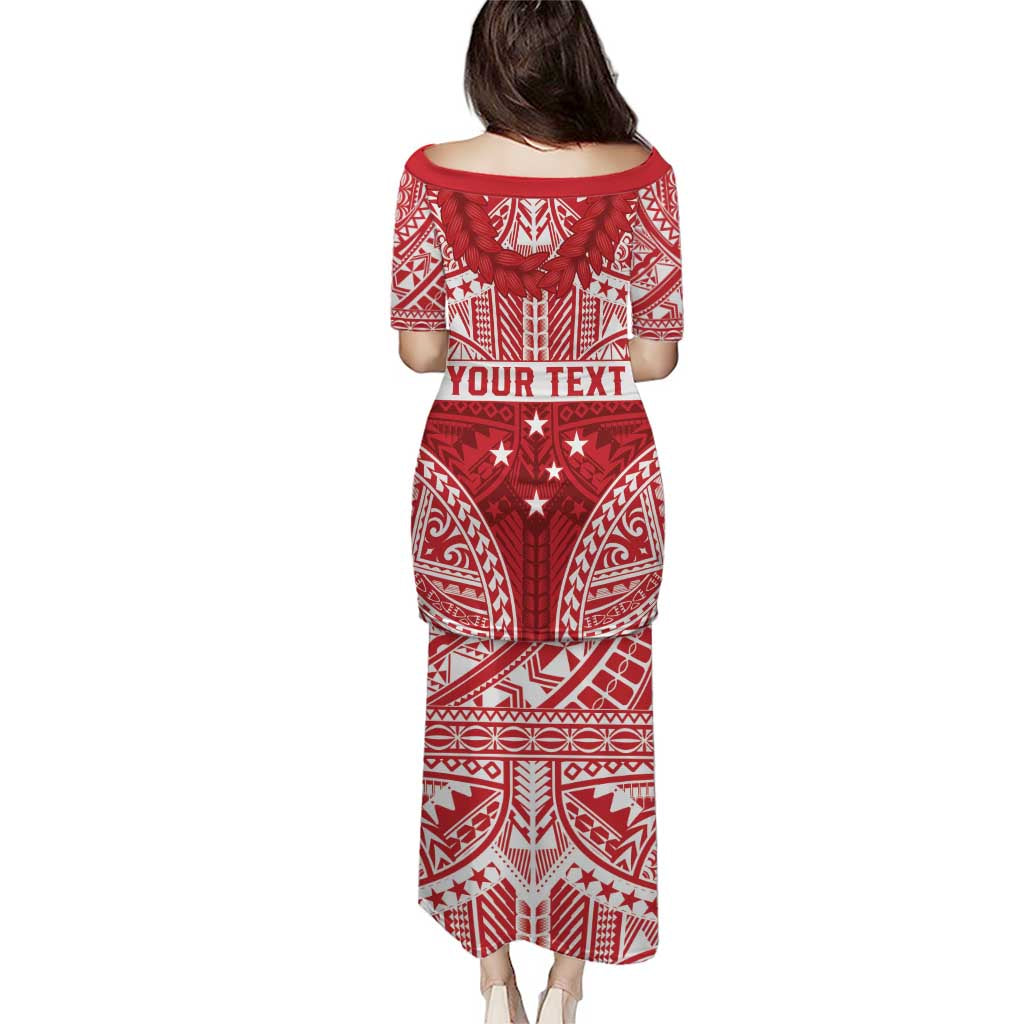 Personalised Toa Samoa Rugby Spirit Puletasi Red Samoan Tribal Pattern LT9 - Polynesian Pride