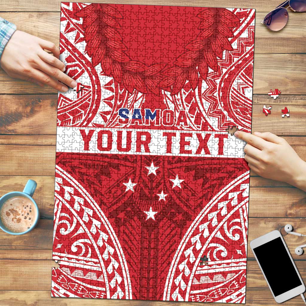 Personalised Toa Samoa Rugby Spirit Puzzle Red Samoan Tribal Pattern - Polynesian Pride