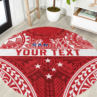 Personalised Toa Samoa Rugby Spirit Round Carpet Red Samoan Tribal Pattern LT9 Red - Polynesian Pride