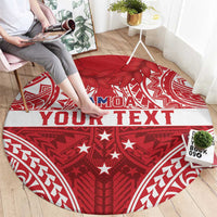 Personalised Toa Samoa Rugby Spirit Round Carpet Red Samoan Tribal Pattern LT9 - Polynesian Pride