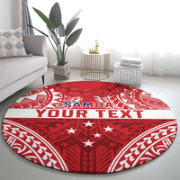 Personalised Toa Samoa Rugby Spirit Round Carpet Red Samoan Tribal Pattern LT9 - Polynesian Pride