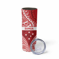 Personalised Toa Samoa Rugby Spirit Skinny Tumbler Red Samoan Tribal Pattern - Polynesian Pride