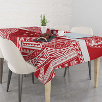 Personalised Toa Samoa Rugby Spirit Tablecloth Red Samoan Tribal Pattern LT9 - Polynesian Pride