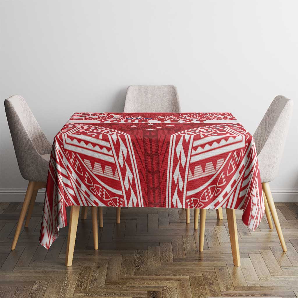 Personalised Toa Samoa Rugby Spirit Tablecloth Red Samoan Tribal Pattern LT9 - Polynesian Pride