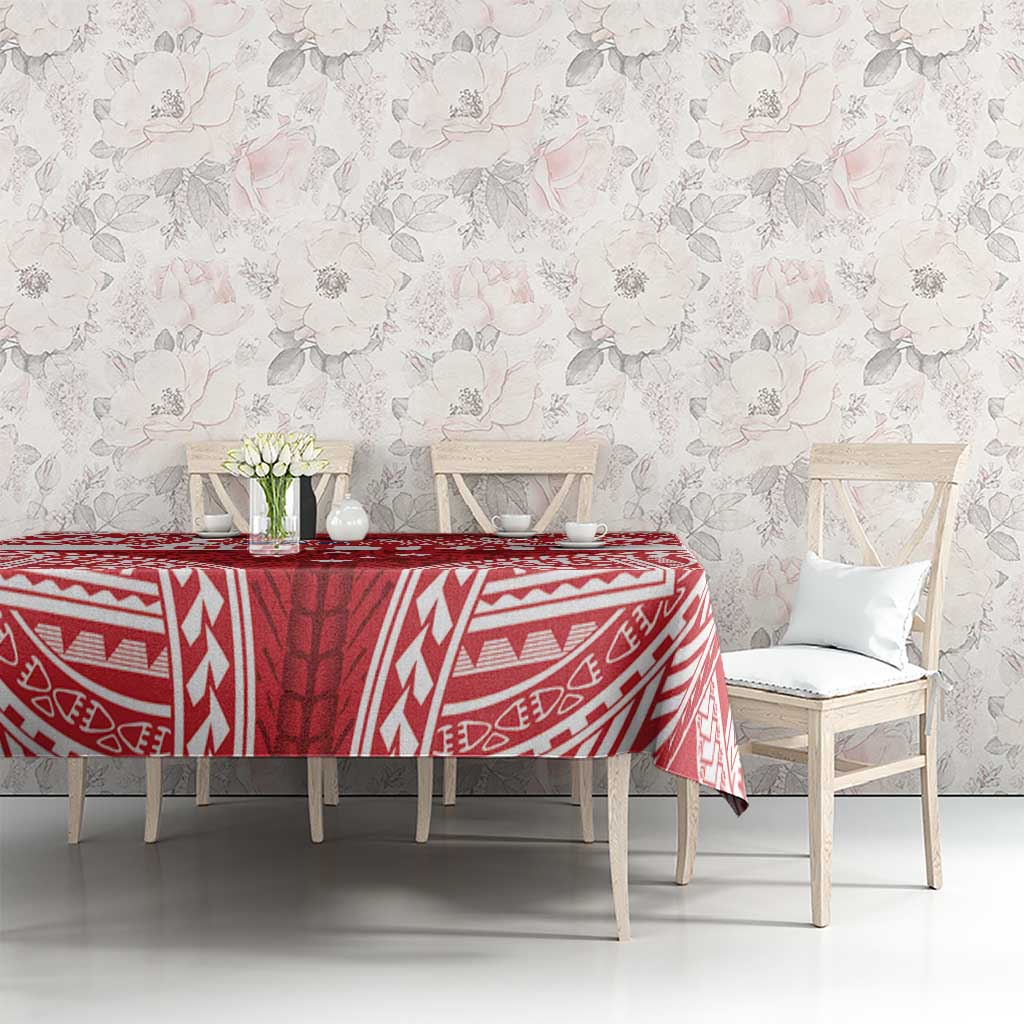 Personalised Toa Samoa Rugby Spirit Tablecloth Red Samoan Tribal Pattern LT9 - Polynesian Pride