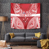 Personalised Toa Samoa Rugby Spirit Tapestry Red Samoan Tribal Pattern LT9 Red - Polynesian Pride