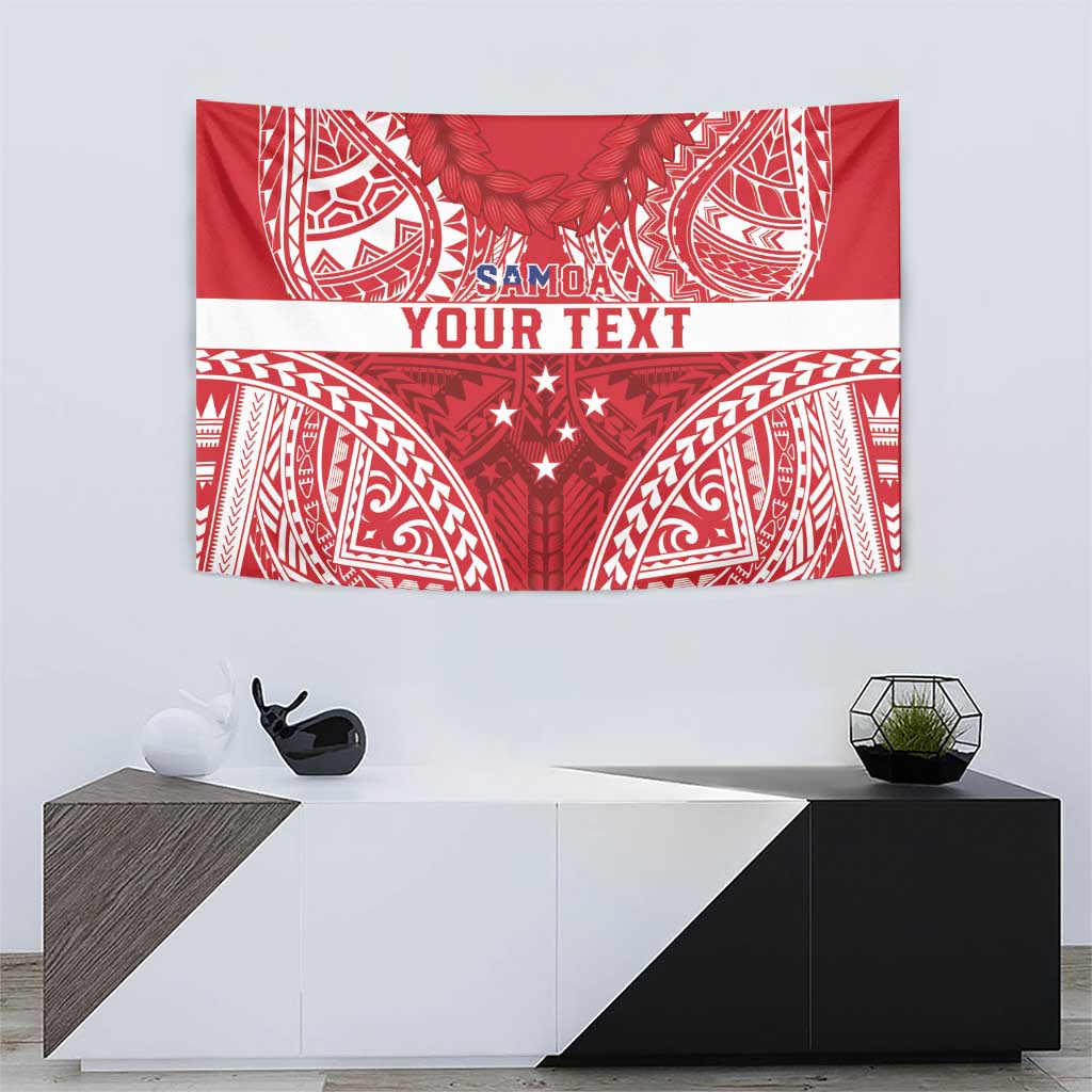 Personalised Toa Samoa Rugby Spirit Tapestry Red Samoan Tribal Pattern LT9 - Polynesian Pride