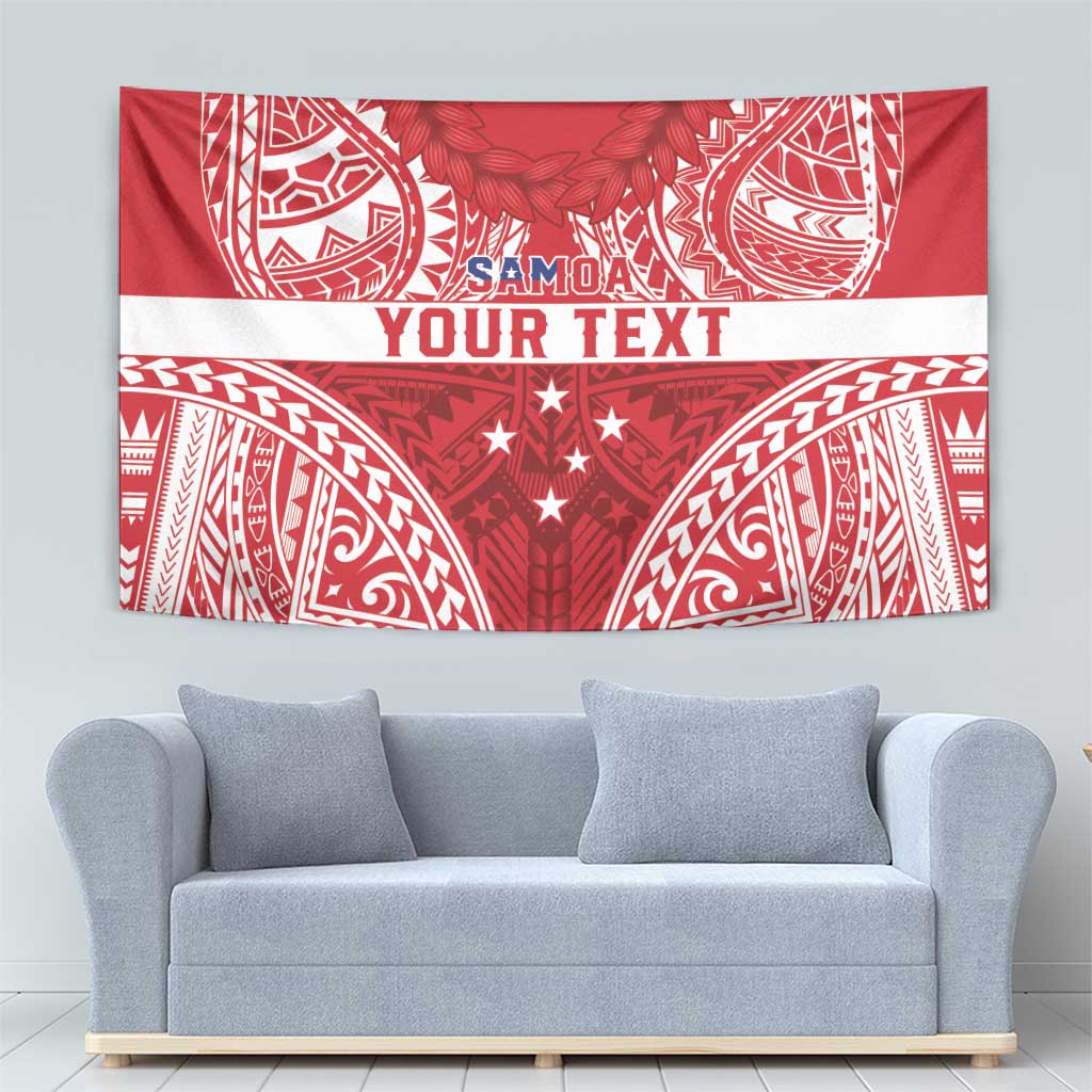 Personalised Toa Samoa Rugby Spirit Tapestry Red Samoan Tribal Pattern LT9 - Polynesian Pride