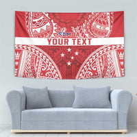 Personalised Toa Samoa Rugby Spirit Tapestry Red Samoan Tribal Pattern LT9 - Polynesian Pride