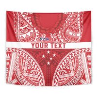 Personalised Toa Samoa Rugby Spirit Tapestry Red Samoan Tribal Pattern LT9 - Polynesian Pride