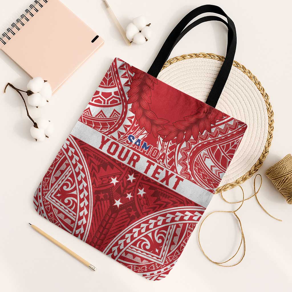 Personalised Toa Samoa Rugby Spirit Tote Bag Red Samoan Tribal Pattern - Polynesian Pride