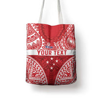 Personalised Toa Samoa Rugby Spirit Tote Bag Red Samoan Tribal Pattern - Polynesian Pride