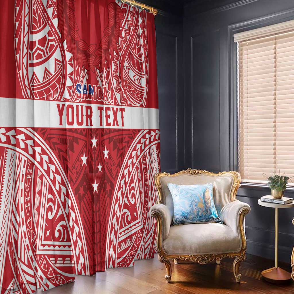 Personalised Toa Samoa Rugby Spirit Window Curtain Red Samoan Tribal Pattern LT9 - Polynesian Pride