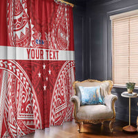 Personalised Toa Samoa Rugby Spirit Window Curtain Red Samoan Tribal Pattern LT9 - Polynesian Pride