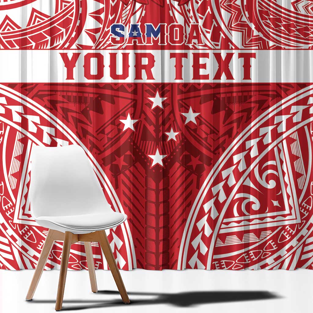 Personalised Toa Samoa Rugby Spirit Window Curtain Red Samoan Tribal Pattern LT9 - Polynesian Pride
