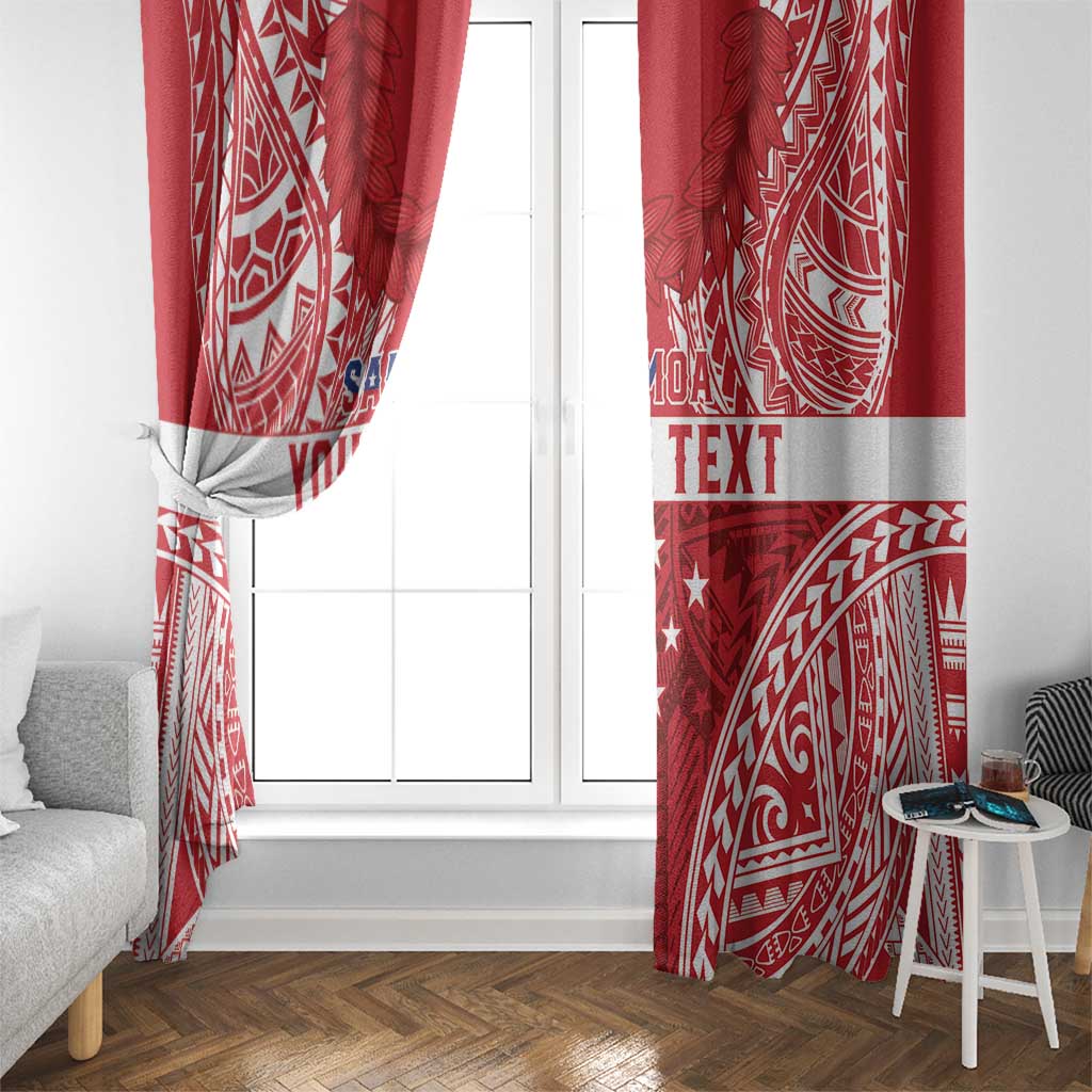 Personalised Toa Samoa Rugby Spirit Window Curtain Red Samoan Tribal Pattern LT9 - Polynesian Pride