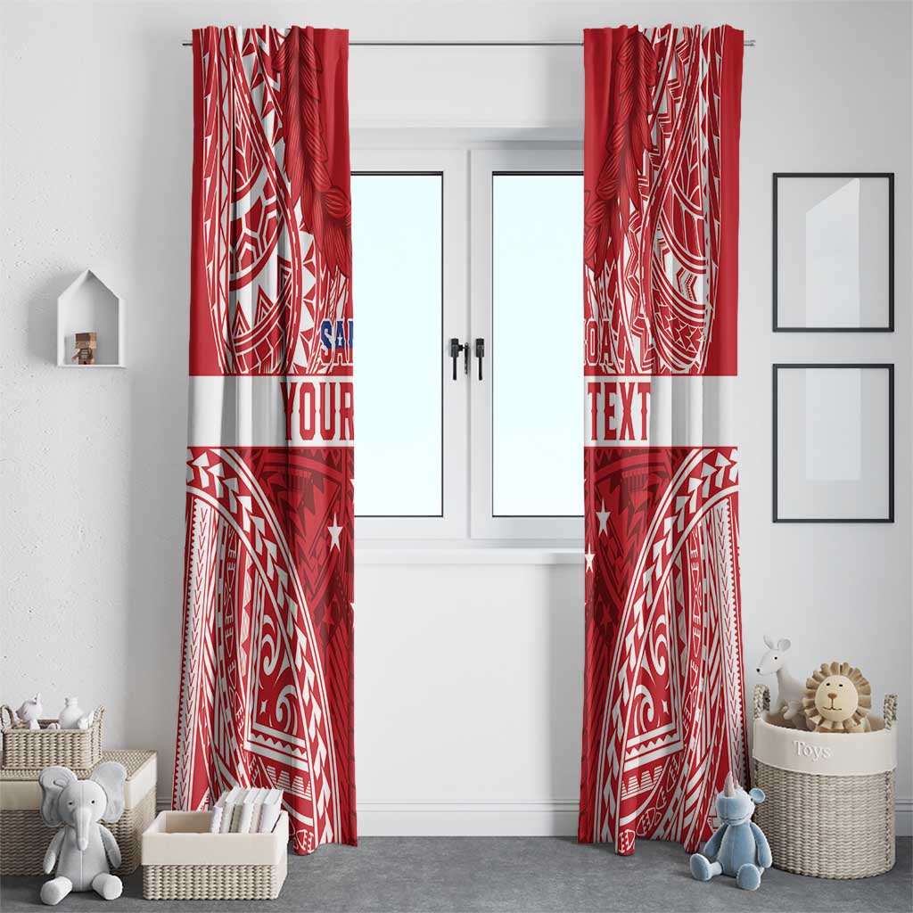 Personalised Toa Samoa Rugby Spirit Window Curtain Red Samoan Tribal Pattern LT9 - Polynesian Pride