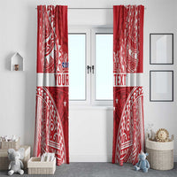Personalised Toa Samoa Rugby Spirit Window Curtain Red Samoan Tribal Pattern LT9 - Polynesian Pride