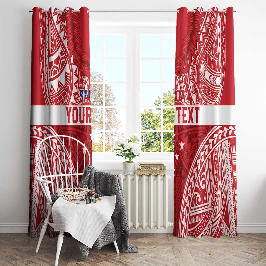 Personalised Toa Samoa Rugby Spirit Window Curtain Red Samoan Tribal Pattern LT9 - Polynesian Pride