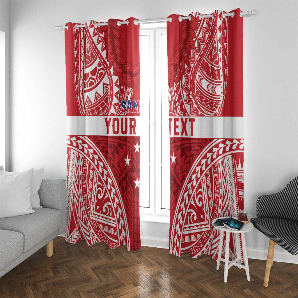 Personalised Toa Samoa Rugby Spirit Window Curtain Red Samoan Tribal Pattern LT9 With Grommets Red - Polynesian Pride