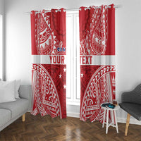 Personalised Toa Samoa Rugby Spirit Window Curtain Red Samoan Tribal Pattern LT9 With Grommets Red - Polynesian Pride