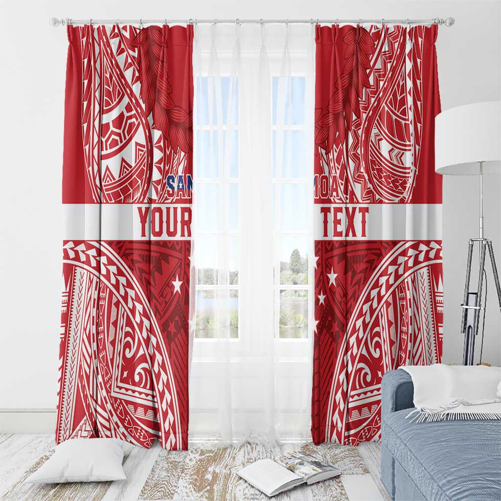Personalised Toa Samoa Rugby Spirit Window Curtain Red Samoan Tribal Pattern LT9 - Polynesian Pride