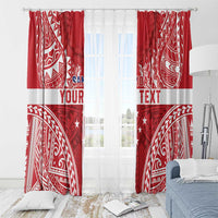 Personalised Toa Samoa Rugby Spirit Window Curtain Red Samoan Tribal Pattern LT9 - Polynesian Pride