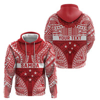 Personalised Toa Samoa Rugby Spirit Zip Hoodie Red Samoan Tribal Pattern - Polynesian Pride