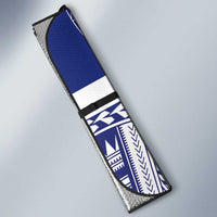 Personalised Toa Samoa Rugby Spirit Auto Sun Shade White Samoan Tribal Pattern - Polynesian Pride