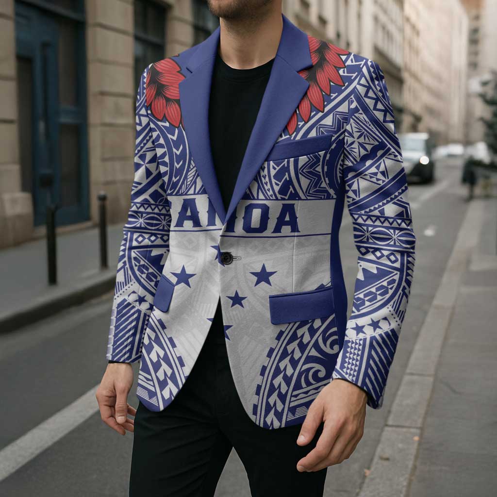 Personalised Toa Samoa Rugby Spirit Blazer White Samoan Tribal Pattern LT9 - Polynesian Pride