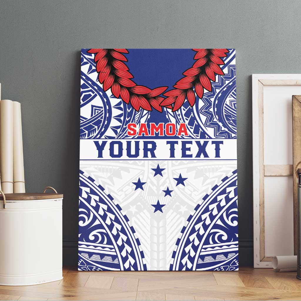 Personalised Toa Samoa Rugby Spirit Canvas Wall Art White Samoan Tribal Pattern LT9 - Polynesian Pride