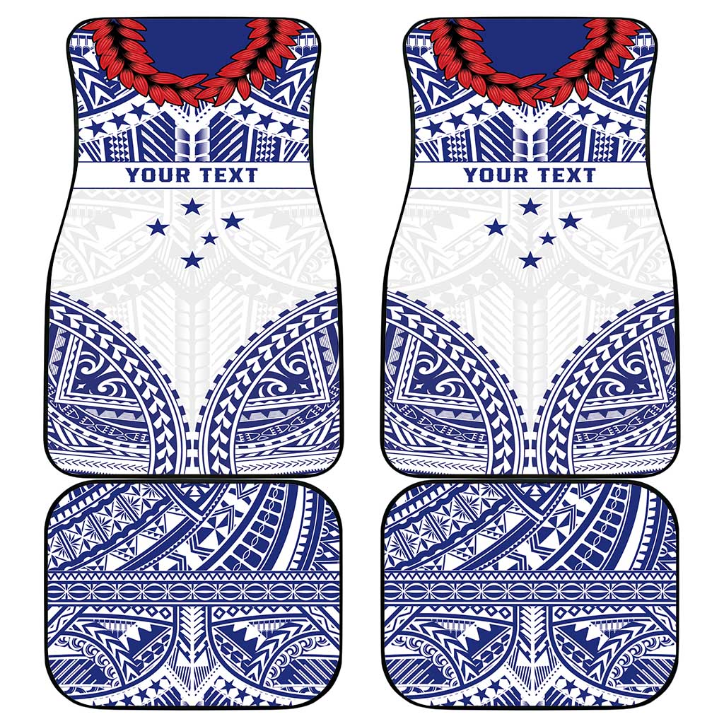 Personalised Toa Samoa Rugby Spirit Car Mats White Samoan Tribal Pattern LT9 - Polynesian Pride