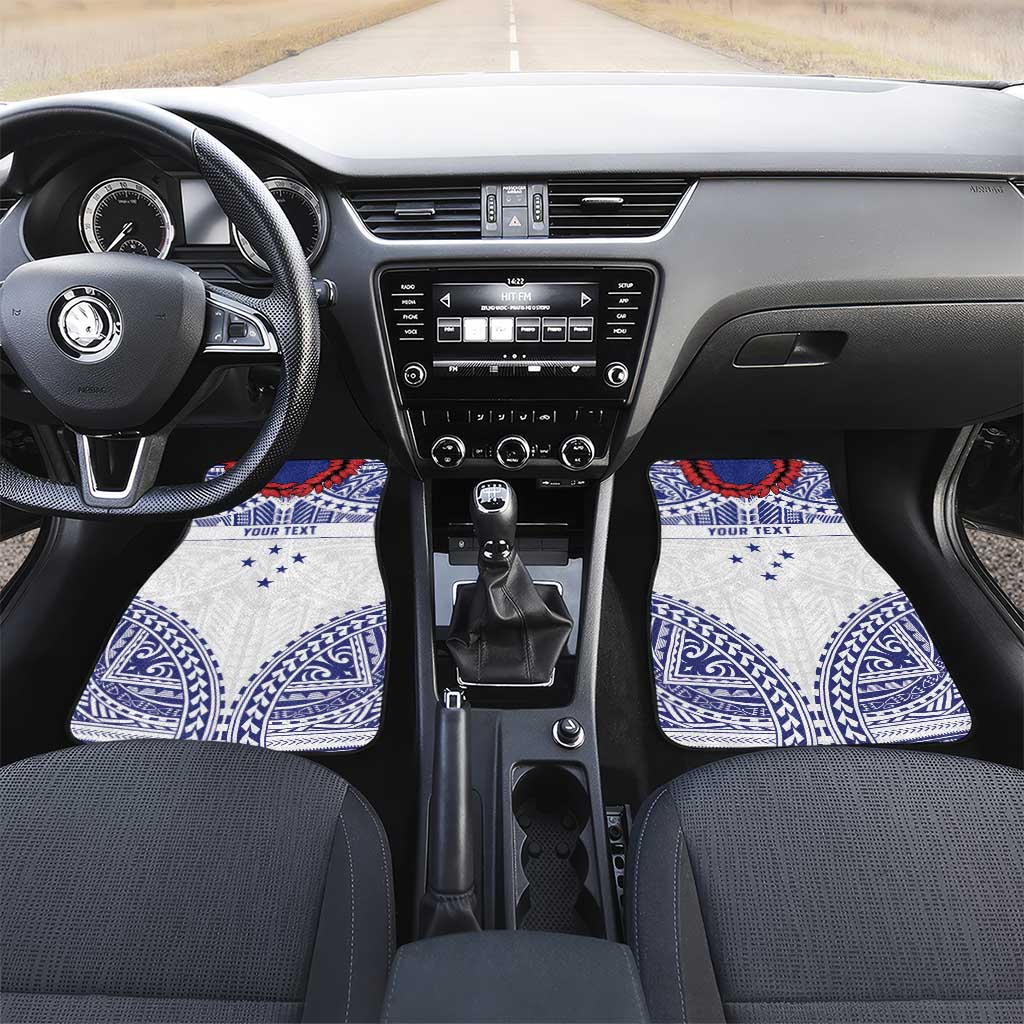 Personalised Toa Samoa Rugby Spirit Car Mats White Samoan Tribal Pattern LT9 Set 2pcs - Front White - Polynesian Pride