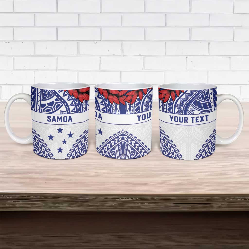 Personalised Toa Samoa Rugby Spirit Ceramic Mug White Samoan Tribal Pattern - Polynesian Pride