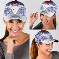 Personalised Toa Samoa Rugby Spirit Classic Cap White Samoan Tribal Pattern - Polynesian Pride
