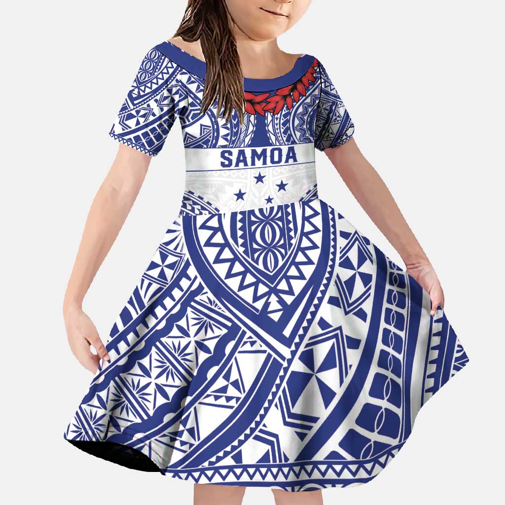 Personalised Toa Samoa Rugby Spirit Family Matching Mermaid Dress and Hawaiian Shirt White Samoan Tribal Pattern - Polynesian Pride