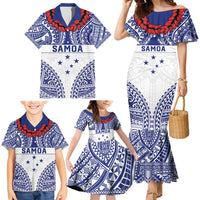 Personalised Toa Samoa Rugby Spirit Family Matching Mermaid Dress and Hawaiian Shirt White Samoan Tribal Pattern - Polynesian Pride