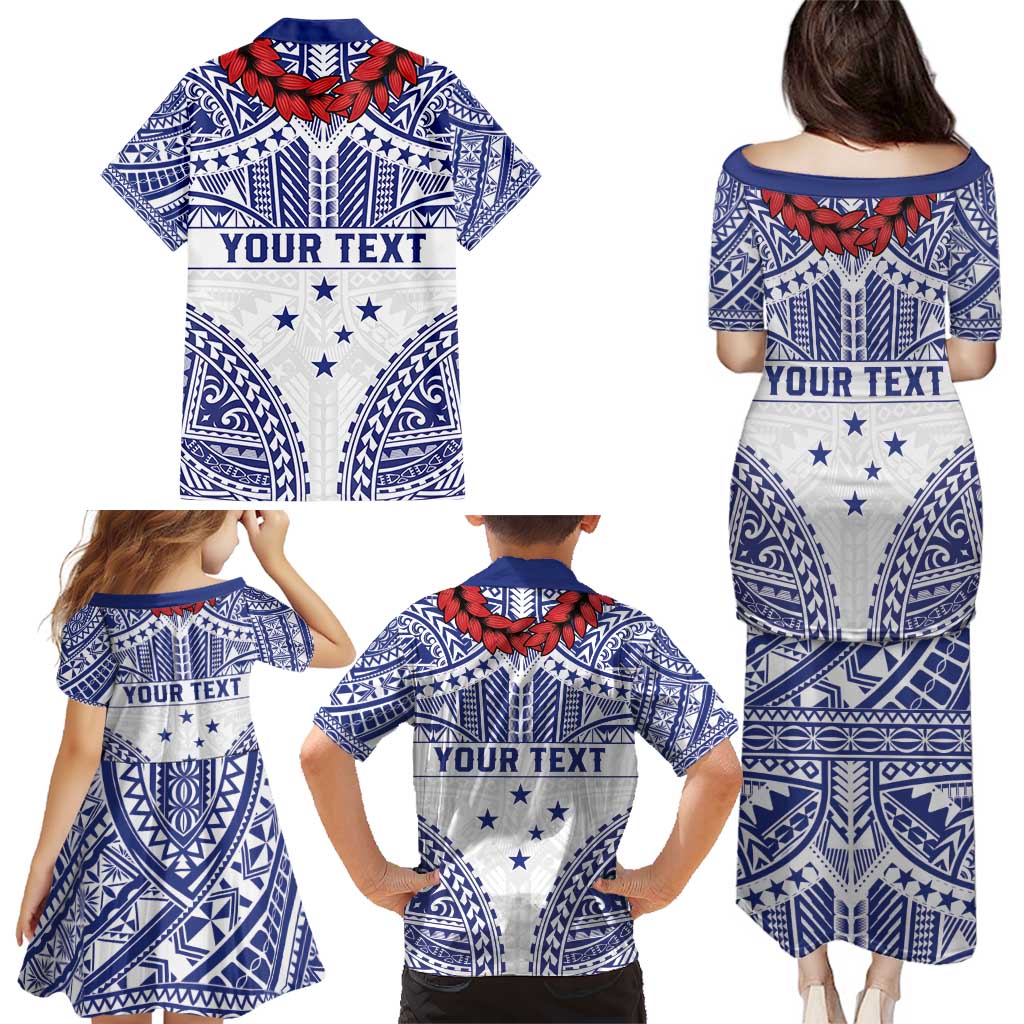 Personalised Toa Samoa Rugby Spirit Family Matching Puletasi and Hawaiian Shirt White Samoan Tribal Pattern - Polynesian Pride